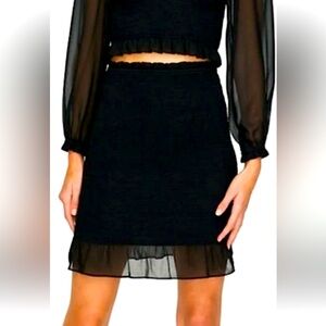 ARITZIA - Wilfred Black Mini/Pencil Bodycon Ruffle Chiffon Ballad Skirt Large